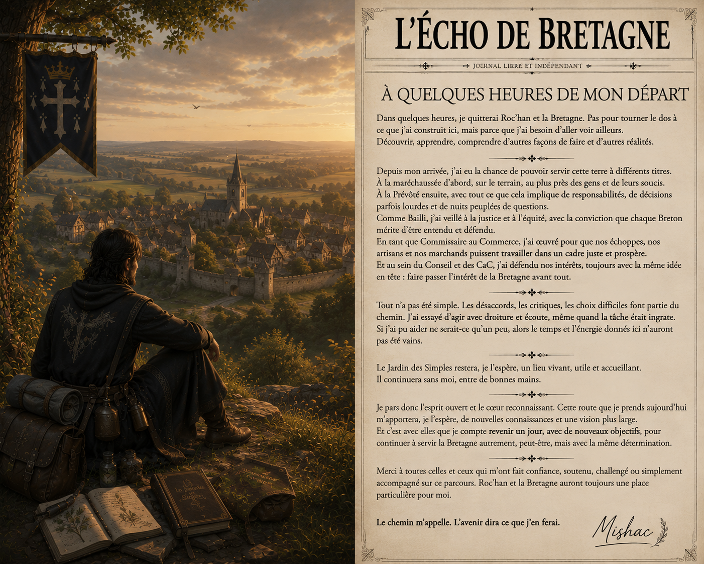 Illustration de Mishac à quelques heures de son départ